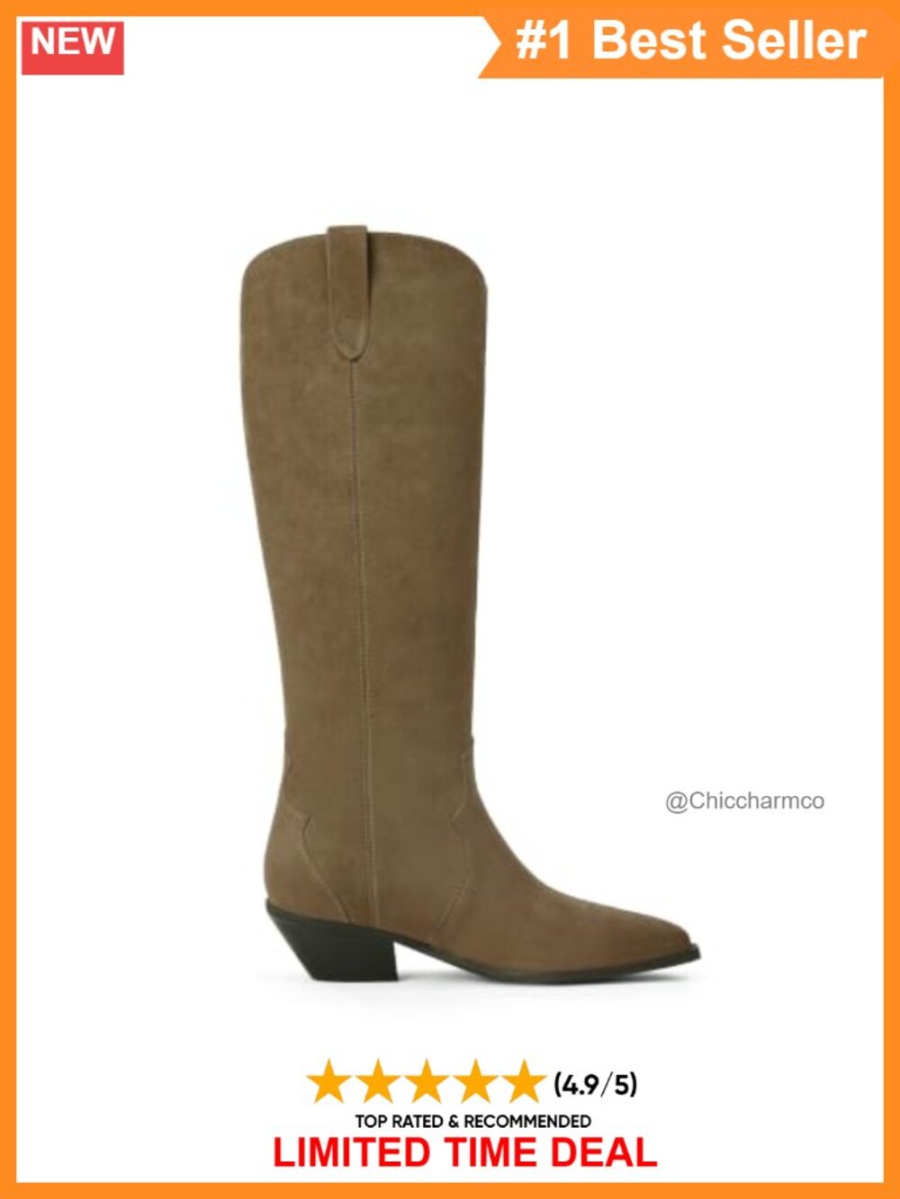 Faux Suede Knee-High Boots Block Heel Women's Tall Boots